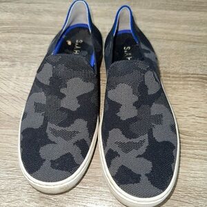Rothy's The Original Slip On Sneakers Shoes Gray Camo Grey Knit Womens Size 7.5